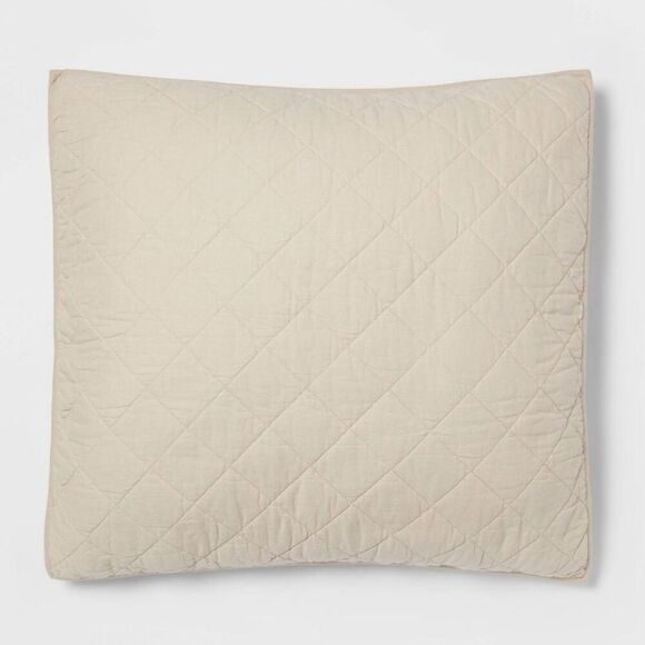 Open Box - Threshold -  6-Piece Pillow Sham Cotton-Linen Blend D Khaki - Picture 1 of 4
